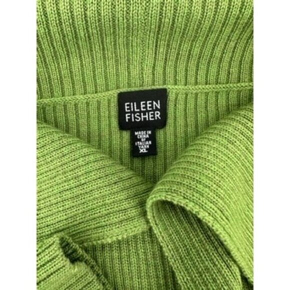 Eileen Fisher Merino Wool Ribbed Cardigan Open Front Jacket Green XL - Picture 7 of 9
